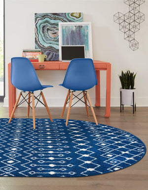 Navy Blue 4' 1 x 6' 1 Tribal Trellis Oval Area Rug Geometric Southwestern Inspired Durable Carpet for Home Interior Design for Sale at Rug Engine