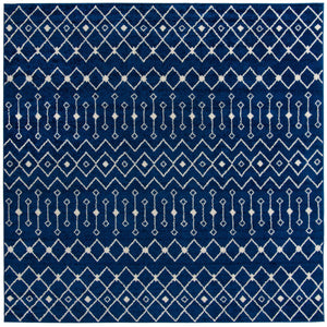 Navy Blue 10' x 10' Tribal Trellis Square Area Rug Geometric Southwestern Inspired Durable Carpet for Home Interior Design for Sale at Rug Engine