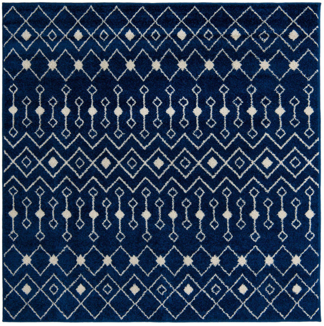 Navy Blue 6' 1 x 6' 1 Tribal Trellis Square Area Rug Geometric Southwestern Inspired Durable Carpet for Home Interior Design for Sale at Rug Engine
