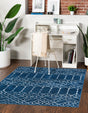 Navy Blue 6' 1 x 6' 1 Tribal Trellis Square Area Rug Geometric Southwestern Inspired Durable Carpet for Home Interior Design for Sale at Rug Engine