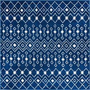 Navy Blue 5' 3 x 5' 3 Tribal Trellis Square Area Rug Geometric Southwestern Inspired Durable Carpet for Home Interior Design for Sale at Rug Engine