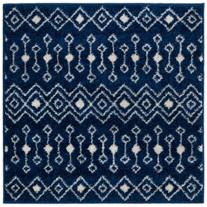 Navy Blue 3' 1 x 3' 1 Tribal Trellis Square Area Rug Geometric Southwestern Inspired Durable Carpet for Home Interior Design for Sale at Rug Engine