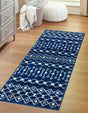 Navy Blue 2' 7 x 12' Tribal Trellis Runner Area Rug Geometric Southwestern Inspired Durable Carpet for Home Interior Design for Sale at Rug Engine