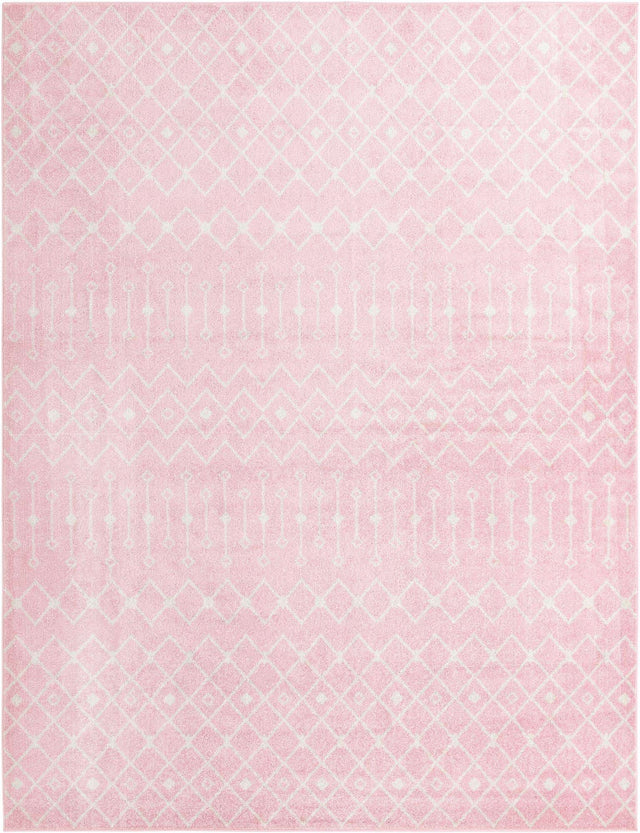 Pink 10' 8 x 14' Tribal Trellis Rectangle Area Rug Geometric Southwestern Inspired Durable Carpet for Home Interior Design for Sale at Rug Engine