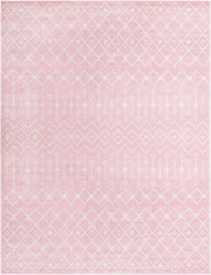 Pink 9' x 12' Tribal Trellis Rectangle Area Rug Geometric Southwestern Inspired Durable Carpet for Home Interior Design for Sale at Rug Engine