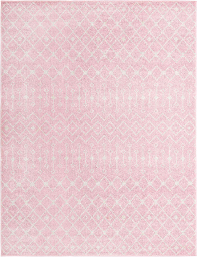 Pink 9' x 12' Tribal Trellis Rectangle Area Rug Geometric Southwestern Inspired Durable Carpet for Home Interior Design for Sale at Rug Engine