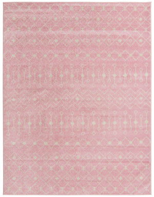 Pink 7' 10 x 10' Tribal Trellis Rectangle Area Rug Geometric Southwestern Inspired Durable Carpet for Home Interior Design for Sale at Rug Engine