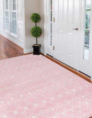 Pink 4' 1 x 6' 1 Tribal Trellis Rectangle Area Rug Geometric Southwestern Inspired Durable Carpet for Home Interior Design for Sale at Rug Engine