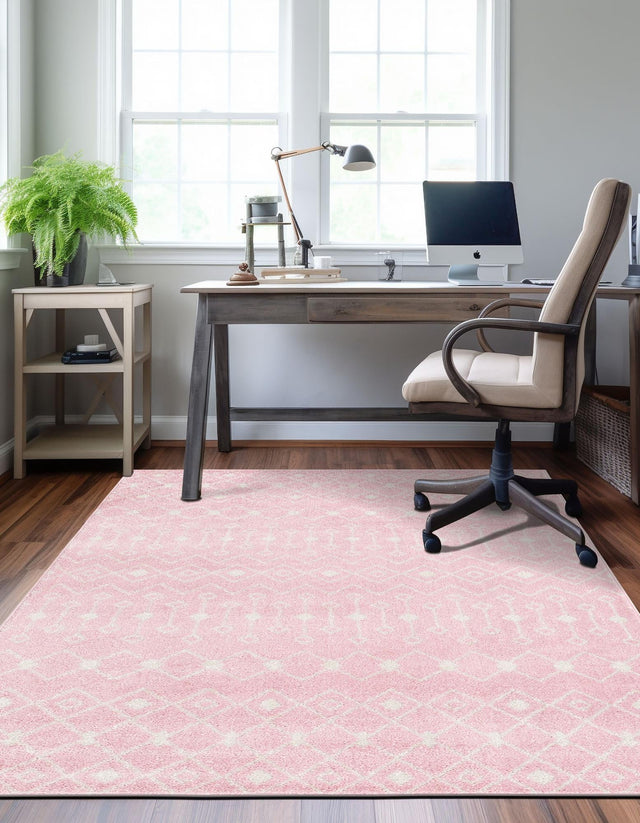 Pink 2' x 3' 1 Tribal Trellis Rectangle Area Rug Geometric Southwestern Inspired Durable Carpet for Home Interior Design for Sale at Rug Engine