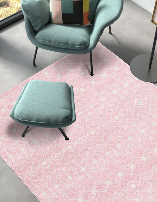 Pink 2' x 3' 1 Tribal Trellis Rectangle Area Rug Geometric Southwestern Inspired Durable Carpet for Home Interior Design for Sale at Rug Engine