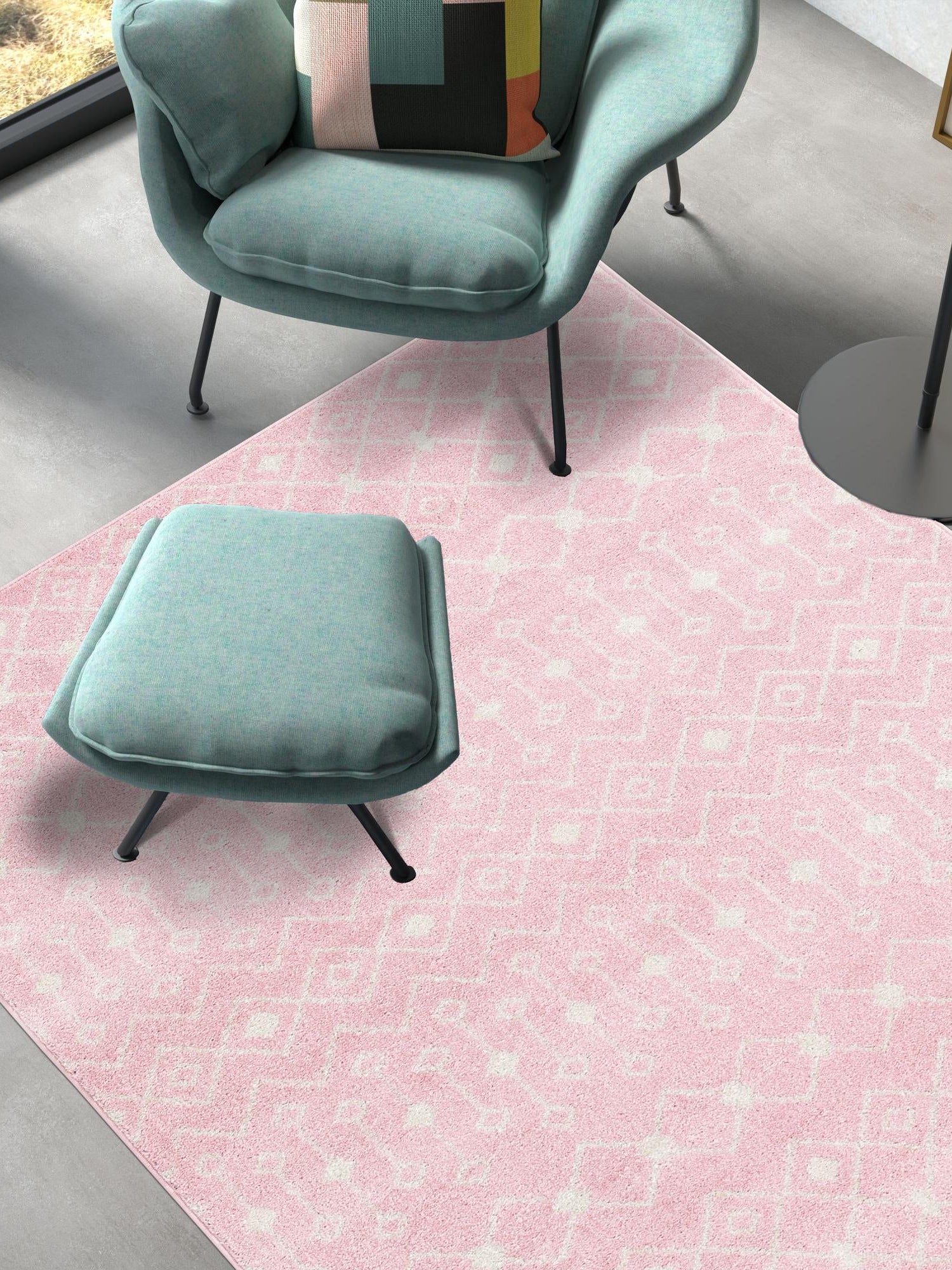 Pink 10' x 13' 1 Tribal Trellis Rectangle Area Rug Geometric Southwestern Inspired Durable Carpet for Home Interior Design for Sale at Rug Engine