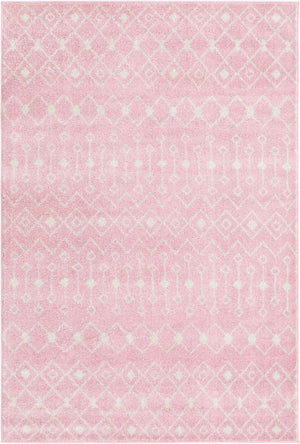 Pink 5' 3 x 8' Tribal Trellis Rectangle Area Rug Geometric Southwestern Inspired Durable Carpet for Home Interior Design for Sale at Rug Engine