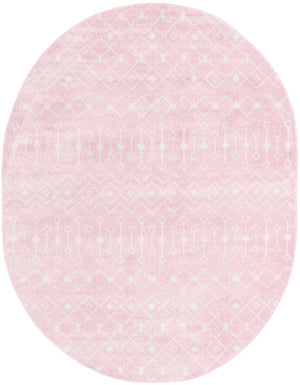 Pink 7' 10 x 10' Tribal Trellis Oval Area Rug Geometric Southwestern Inspired Durable Carpet for Home Interior Design for Sale at Rug Engine