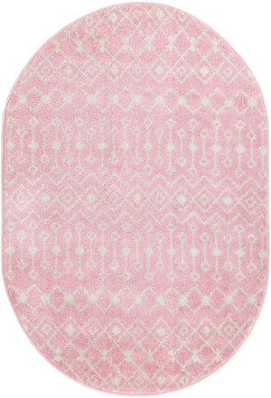 Pink 4' 1 x 6' 1 Tribal Trellis Oval Area Rug Geometric Southwestern Inspired Durable Carpet for Home Interior Design for Sale at Rug Engine