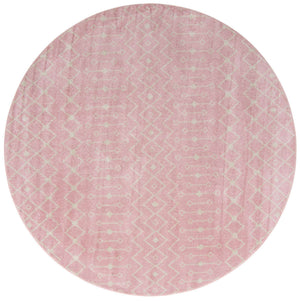 Pink 10' x 10' Tribal Trellis Round Area Rug Geometric Southwestern Inspired Durable Carpet for Home Interior Design for Sale at Rug Engine