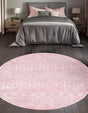 Pink 7' 10 x 7' 10 Tribal Trellis Round Area Rug Geometric Southwestern Inspired Durable Carpet for Home Interior Design for Sale at Rug Engine