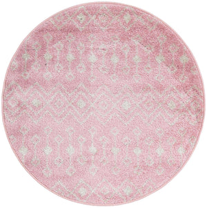 Pink 3' 1 x 3' 1 Tribal Trellis Round Area Rug Geometric Southwestern Inspired Durable Carpet for Home Interior Design for Sale at Rug Engine