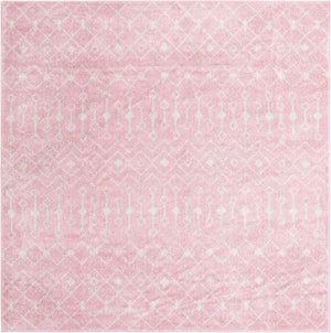 Pink 7' 10 x 7' 10 Tribal Trellis Square Area Rug Geometric Southwestern Inspired Durable Carpet for Home Interior Design for Sale at Rug Engine