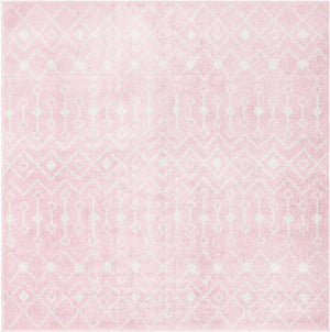 Pink 6' 1 x 6' 1 Tribal Trellis Square Area Rug Geometric Southwestern Inspired Durable Carpet for Home Interior Design for Sale at Rug Engine