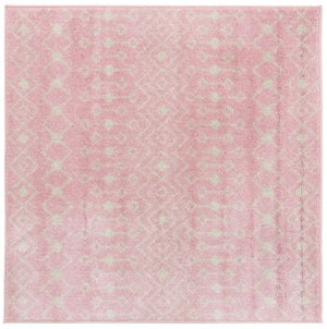 Pink 4' 1 x 4' 1 Tribal Trellis Square Area Rug Geometric Southwestern Inspired Durable Carpet for Home Interior Design for Sale at Rug Engine
