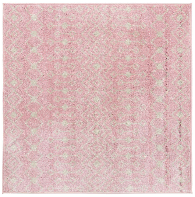 Pink 4' 1 x 4' 1 Tribal Trellis Square Area Rug Geometric Southwestern Inspired Durable Carpet for Home Interior Design for Sale at Rug Engine