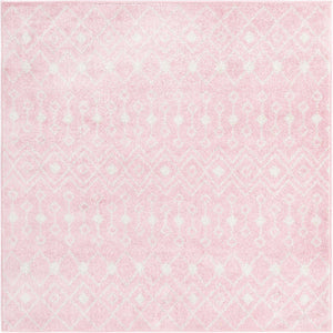 Pink 5' 3 x 5' 3 Tribal Trellis Square Area Rug Geometric Southwestern Inspired Durable Carpet for Home Interior Design for Sale at Rug Engine