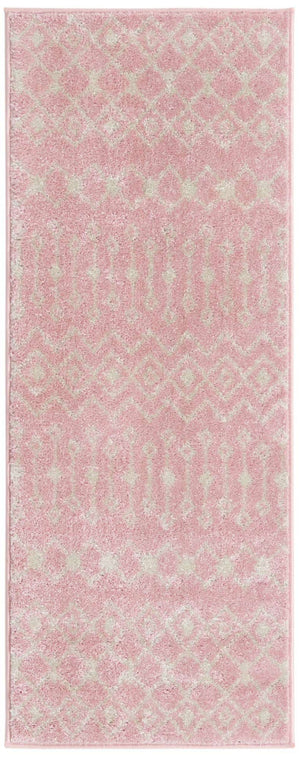 Pink 2' x 5' 3 Tribal Trellis Runner Area Rug Geometric Southwestern Inspired Durable Carpet for Home Interior Design for Sale at Rug Engine