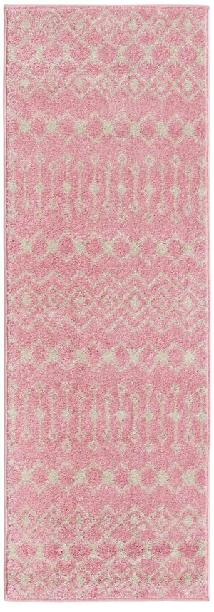 Pink 2' x 6' 1 Tribal Trellis Runner Area Rug Geometric Southwestern Inspired Durable Carpet for Home Interior Design for Sale at Rug Engine