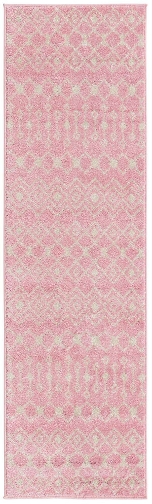 Pink 2' x 7' 1 Tribal Trellis Runner Area Rug Geometric Southwestern Inspired Durable Carpet for Home Interior Design for Sale at Rug Engine