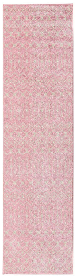 Pink 2' 7 x 10' Tribal Trellis Runner Area Rug Geometric Southwestern Inspired Durable Carpet for Home Interior Design for Sale at Rug Engine