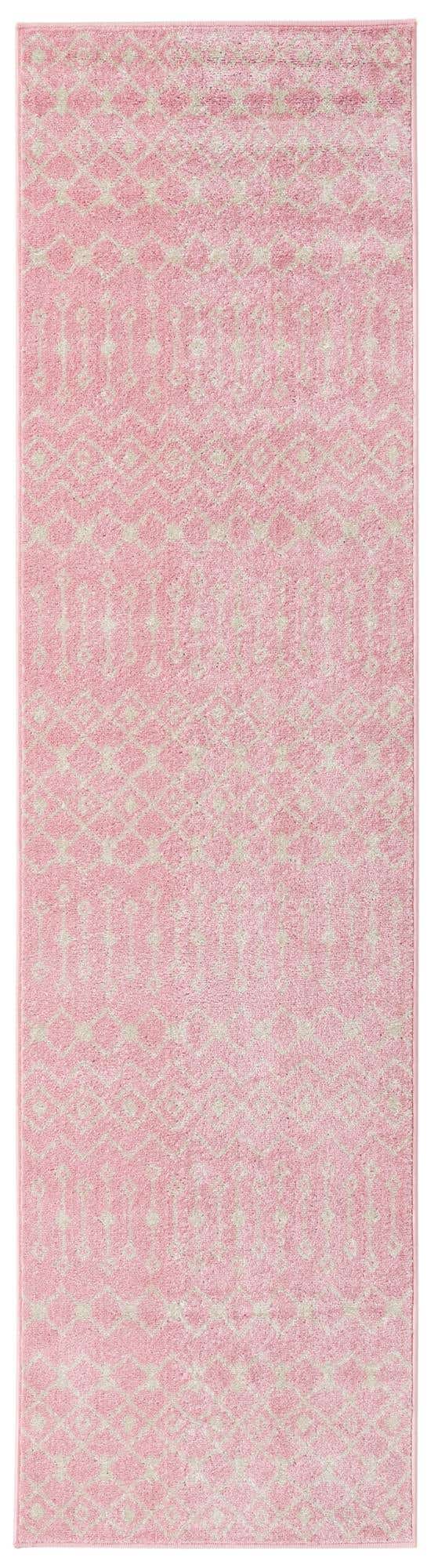 Pink 2' 7 x 10' Tribal Trellis Runner Area Rug Geometric Southwestern Inspired Durable Carpet for Home Interior Design for Sale at Rug Engine