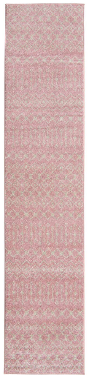 Pink 2' 7 x 12' Tribal Trellis Runner Area Rug Geometric Southwestern Inspired Durable Carpet for Home Interior Design for Sale at Rug Engine