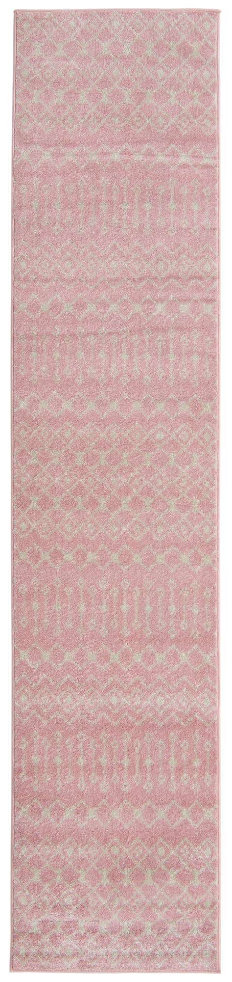 Pink 2' 7 x 12' Tribal Trellis Runner Area Rug Geometric Southwestern Inspired Durable Carpet for Home Interior Design for Sale at Rug Engine