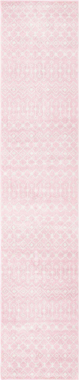 Pink 3' 3 x 16' 5 Tribal Trellis Runner Area Rug Geometric Southwestern Inspired Durable Carpet for Home Interior Design for Sale at Rug Engine