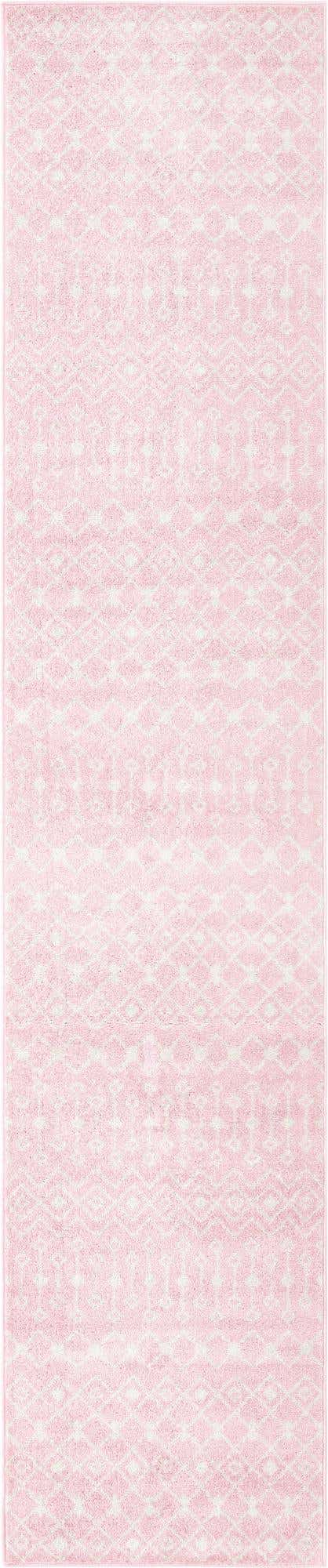 Pink 3' 3 x 16' 5 Tribal Trellis Runner Area Rug Geometric Southwestern Inspired Durable Carpet for Home Interior Design for Sale at Rug Engine