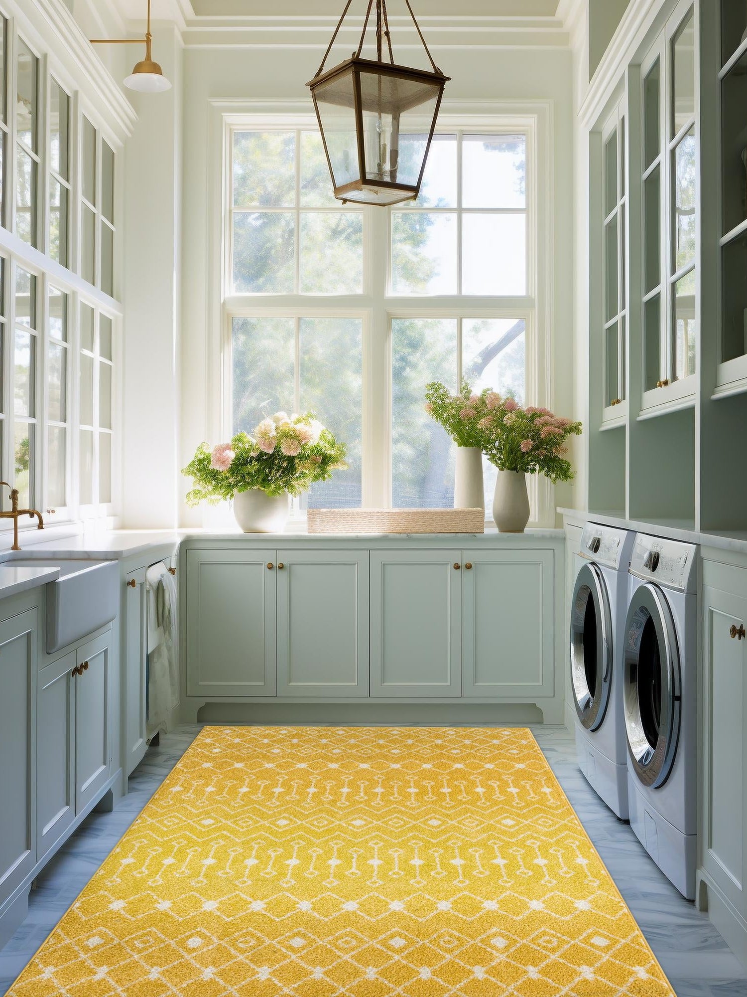 Yellow 10' 8 x 14' Tribal Trellis Rectangle Area Rug Geometric Southwestern Inspired Durable Carpet for Home Interior Design for Sale at Rug Engine
