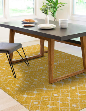 Yellow 10' 8 x 14' Tribal Trellis Rectangle Area Rug Geometric Southwestern Inspired Durable Carpet for Home Interior Design for Sale at Rug Engine