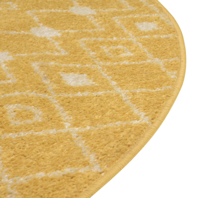 Yellow 3' 3 x 3' 3 Tribal Trellis Round Area Rug Geometric Southwestern Inspired Durable Carpet for Home Interior Design for Sale at Rug Engine