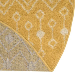 Yellow 6' x 6' Tribal Trellis Round Area Rug Geometric Southwestern Inspired Durable Carpet for Home Interior Design for Sale at Rug Engine