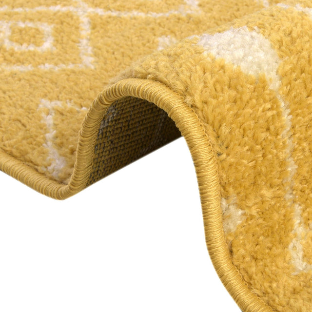 Yellow 5' 3 x 5' 3 Tribal Trellis Round Area Rug Geometric Southwestern Inspired Durable Carpet for Home Interior Design for Sale at Rug Engine