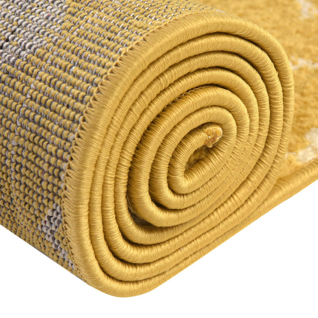 Yellow 5' 3 x 5' 3 Tribal Trellis Round Area Rug Geometric Southwestern Inspired Durable Carpet for Home Interior Design for Sale at Rug Engine