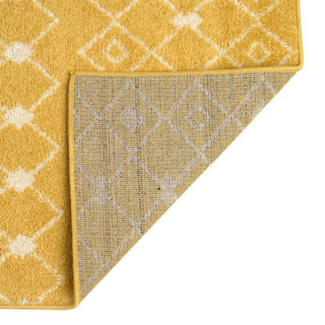 Yellow 6' x 6' Tribal Trellis Square Area Rug Geometric Southwestern Inspired Durable Carpet for Home Interior Design for Sale at Rug Engine