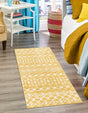 Yellow 2' 7 x 10' Tribal Trellis Runner Area Rug Geometric Southwestern Inspired Durable Carpet for Home Interior Design for Sale at Rug Engine