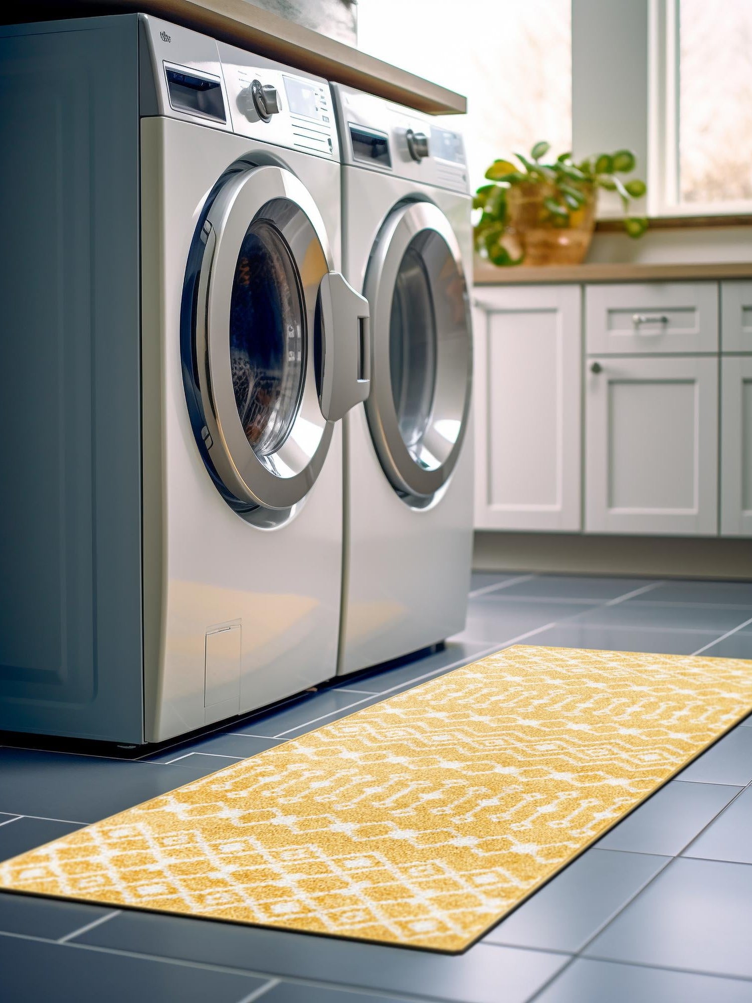 Yellow 2' x 7' Tribal Trellis Runner Area Rug Geometric Southwestern Inspired Durable Carpet for Home Interior Design for Sale at Rug Engine