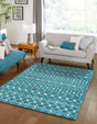 Turquoise 6' x 9' Tribal Trellis Rectangle Area Rug Geometric Southwestern Inspired Durable Carpet for Home Interior Design for Sale at Rug Engine
