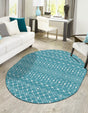 Turquoise 5' 3 x 8' Tribal Trellis Oval Area Rug Geometric Southwestern Inspired Durable Carpet for Home Interior Design for Sale at Rug Engine