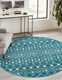 Turquoise 10' x 10' Tribal Trellis Round Area Rug Geometric Southwestern Inspired Durable Carpet for Home Interior Design for Sale at Rug Engine