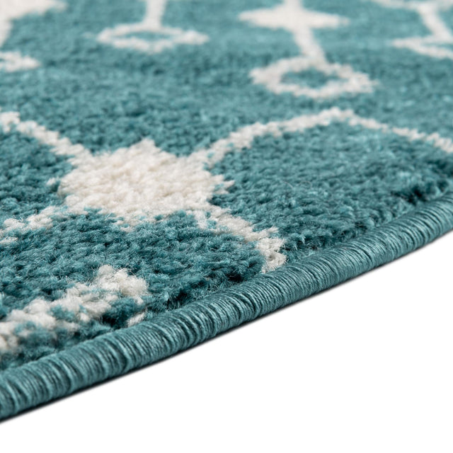 Turquoise 10' x 10' Tribal Trellis Round Area Rug Geometric Southwestern Inspired Durable Carpet for Home Interior Design for Sale at Rug Engine
