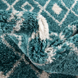 Turquoise 3' 3 x 3' 3 Tribal Trellis Round Area Rug Geometric Southwestern Inspired Durable Carpet for Home Interior Design for Sale at Rug Engine