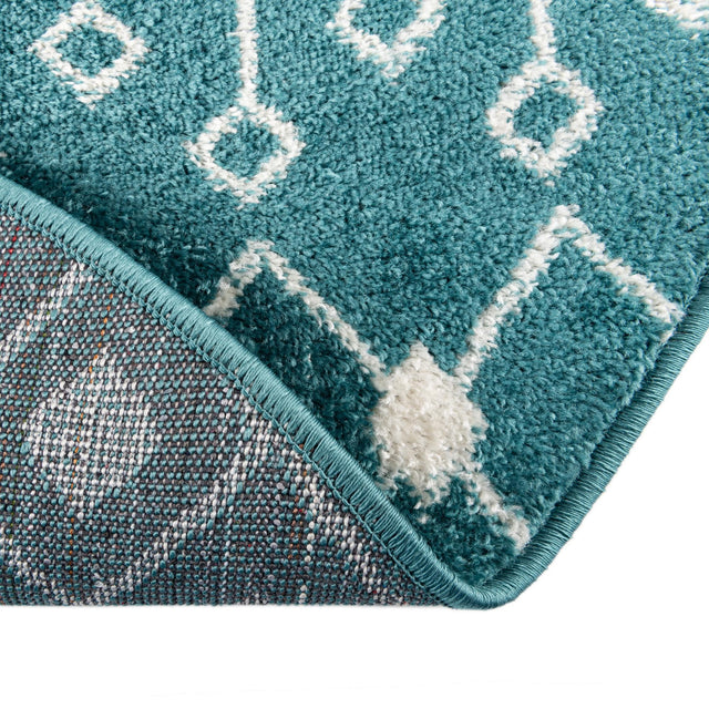 Turquoise 10' x 10' Tribal Trellis Round Area Rug Geometric Southwestern Inspired Durable Carpet for Home Interior Design for Sale at Rug Engine